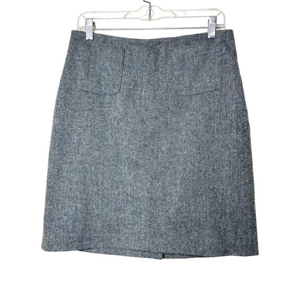 Vintage J. Crew Wool Blend Tweed Pencil Skirt Women’s Size 10 Black/White/Blue - Picture 1 of 10